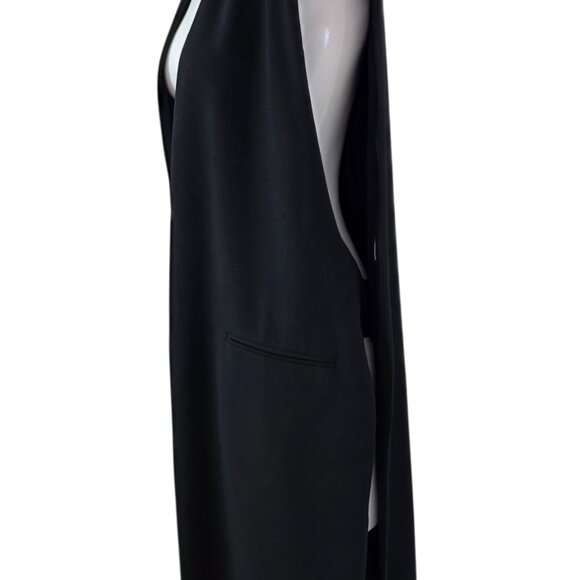 Zara Open Front Longlnie Blazer Vest, Black, Size M - Picture 7 of 9